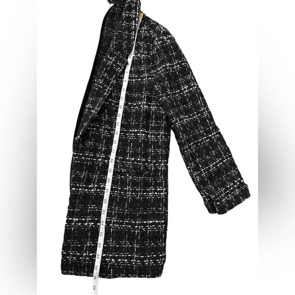 Nanette Lepore Plaid Open Front Blazer Soft Tweed Jacket Metallic Accent Large - Picture 8 of 12